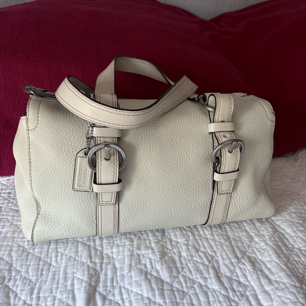 Coach Chelsea 2008 white black leather mini duffle bag satchel